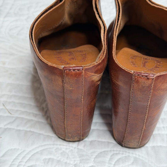 Kork-Ease Sagano Mule Leather Wrapped Women's 8 Brown Rum Chunky Heels Comfort - Picture 5 of 13